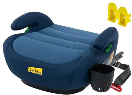 Jovikids I-Size Booster Seat with ISOFIX, Suitable for Child Height 125-150cm, Portable Car Seats with Cup Holder for Kids, Compact for Everyday Use, Great for Travel, ECE R129
