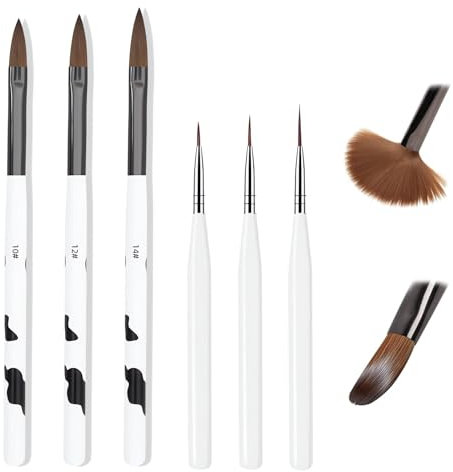 ZWWOGE 6 Pezzi Set di Pennelli per Unghie in Acrilico, Professionali Pennelli Nail Art Unghie, Per Nail Persone