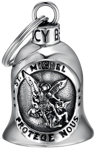 MOCY BELL - Campanello Moto MocyBell Saint Michel Proteggiamo? Acciaio Inox | Portafortuna Biker | Protezione Spirituale