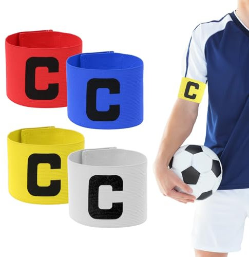 4 PCS Captain Armbands for Soccer Training, Unisex Elastic Soccer Captain Armband Elastic-Arm Band Team Sport Armbands Elastic Protective Arm Badge for Basketball Volleyball Team, Multicolor