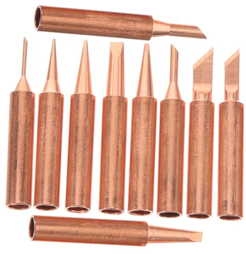 Hemobllo Kit de 10 Pointes pour Fer à Souder en Cuivre, Légères et Faciles à Remplacer, Accessoires pour Soudure et Bricolage Précis