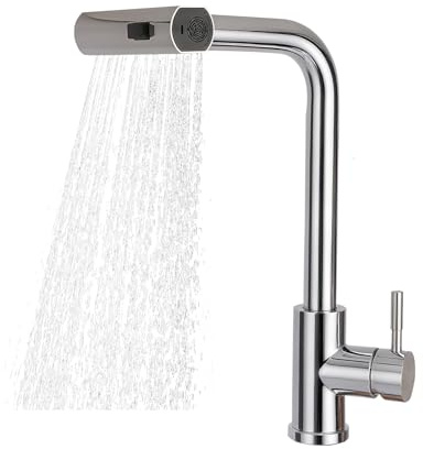 Serenfira Rubinetto Lavello Cucina, Miscelatore Cucina con Doccetta Estraibile, Acciaio Inox Ad Alta Pressione Orientabile a 360° Monocomando,3 Modalità
