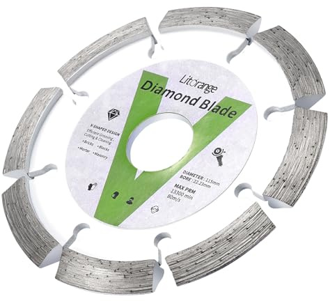 LitOrange Lame diamantate da 110 mm per instradamento e riparazione di crepe nel calcestruzzo e nell'asfalto, larghezza 10 mm con albero non filettato da 22,23 mm