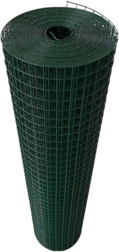 KAnduo Malla metálica para Jardin Valla de Malla metálica recubierta de PVC Verde, Valla de Malla metálica for jardín, Rollos de Malla metálica galvanizada(2.4mm)