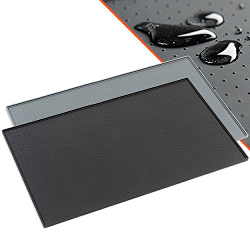 PetCareson Napfunterlage Hund und Katzen, 60x40 cm, Schwarz | Hochwertiges Silikon, wasserdichte u. rutschfeste Unterlage für Katzennapf und Hundenapf, Fressnapf-Matte