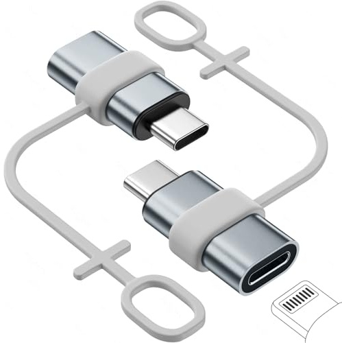 USB C-adapter, (2 stycken), adapter Lightening till USB C med laddning dataöverföring