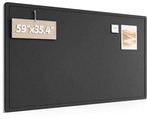 Fluxynara Filz Pinnwand 150 x 90 cm, Korktafel-Alternative mit 24 abnehmbaren Klebepads, faltbares Filz-Memoboard, Visionboard & Fotowand für Büro, Homeoffice, Kinderzimmer & Flur — Schwarz | Korktafel Alternative mit 24 abnehmbaren Klebelaschen Faltbare Filzpinnwand für Zuhause, Büro, Klassenzimmer & Wohnheim