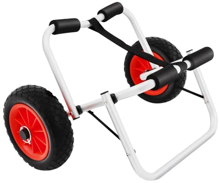 HUOMMGS Kanuwagen Klappbar Sup Board Transportwagen Modern Sup Trolley Upgraded Supwagen Portable Bootswagen Bis 80KG Surfwagen Silber Kajakwagen Bootsanhänger mit 2 Räder, Gurt und Schutzfüße