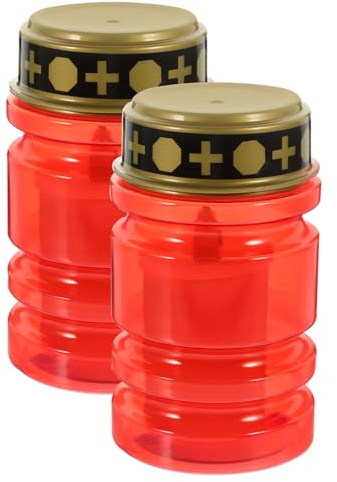 PENIKOKO Candele LED senza Fiamma Rosse 2 Pezzi per Decorazioni Religiose e Tombe, Design Portatile in Plastica Luce LED per Feste e Uso Quotidiano
