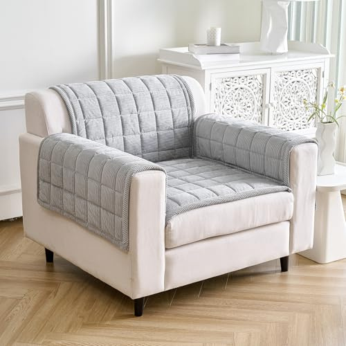 PJLZJFBY Couch Arm Covers, Soft Recliner Backrest Cover Washable, Thick Fuzzy Armrest Covers for Sofa, Non-Slip Plush Armchair Arm Rest Slipcovers Couch Protector(1,Light Grey,27.6x27.6)