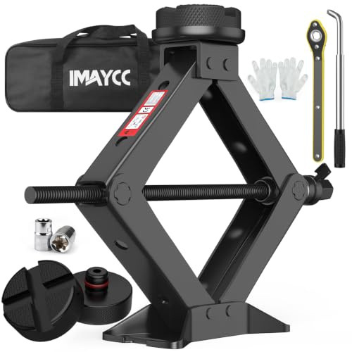 IMAYCC 2.5T Car Jack Universal Scissor Jack for Car with Rubber Jack Pad,Portable 2 in 1 TireJack Changing kit with Lug Wrench,CarEmergency Kitfor SUV MPV Tesla Model Y/3/S/X