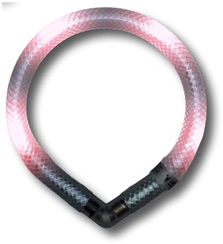 LEUCHTIE® Mini Leuchthalsband Hund batteriebetrieben, wasserdichtes LED Halsband, Leuchtband für Hunde 50 h Leuchtdauer, enorm hell für kleine Hunde, Blush Größe 27,5