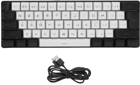 Marhynchus 61 Tangent Gaming Keyboard RGB Backbelysta Trådbundna USB -tangentbord Ultra Compact 60% Layout med 7 Färglägen för PC -bärbara Datorer (Vitsvart)