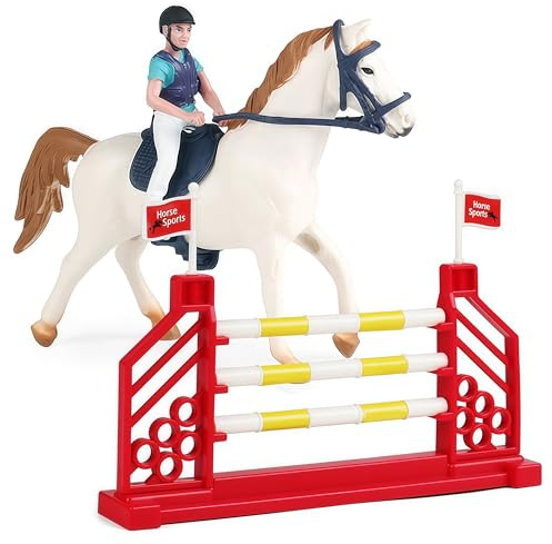 CARxlythic Horse Figurines Toys Horse Rider Playset Equestrian Toys with Saddle Cake Topper Decoration Party Educational Toy for Kids ,Horses Toy for Girls and Boys Ages 5-12