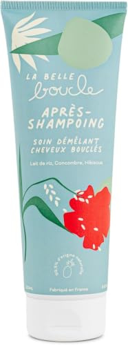 La Belle Boucle - Après-Shampoing Démêlant Hydratant & Fortifiant - Cheveux Bouclés, Frisés & Crépus - Protéines d'Amande, Jojoba & Hibiscus - 98,5% Naturel, Vegan, France - 250ml