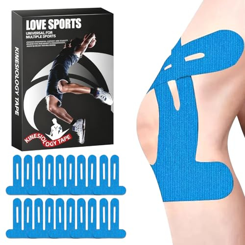 Aezzybe Benda Elastica Autoadesiva 10 unità (250 x 220 mm), pretagliato Tape Kinesiologico per ginocchio, Nastro Fasciature Sportive molto elastico e traspirante, migliora prestazioni sportive