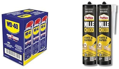 Bundle WD-40 MUP Lubrificante Spray Doppia Posizione 500 ml X6 & PATTEX Millechiodi Forte&Rapido 400g Bipacco
