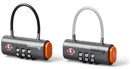 Bellroy Travel Lock Duo, Cadenas de Voyage TSA, Lot de 2 - Graphite | Lot de 2 cadenas TSA à fermeture à code et dotés d'un câble flexible, pour voyager en toute sécurité