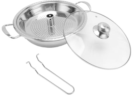 OEBUAFI Casserole en Acier Inoxydable avec Panier, Marmite Polyvalente pour Tables de Cuisson à Induction, Marmite à Fruits de Mer