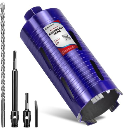 DaduoRi Extra Long Diameter 102 mm x 220 mm Length Diamond Core Drill Bit with M22 Thread, Includes 2 SDS Plus Extensions (240 mm & 110 mm) for Deep Drilling in Concrete, Masonry, Sand-lime Stone