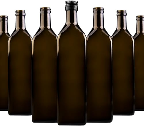 SUPERBUTELKI.PL Bottiglia di vetro 1000 ml (1 L) color oliva, per olio, aceto, vino e liquori (25x)