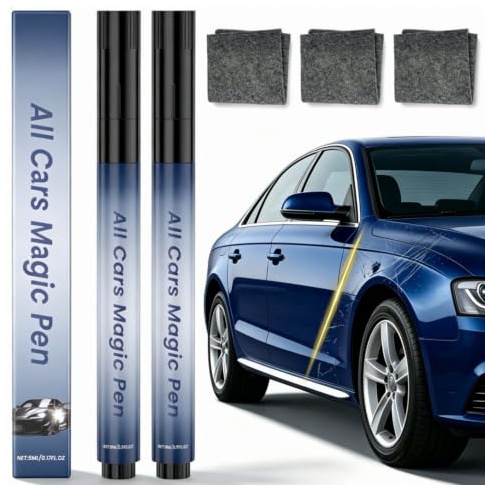 Penna Magica per Tutte Le Auto,2pcs Rimuovi Graffi Auto + 3 Panni Nano Rimuovi Graffi Auto,Set di per la Riparazione di Graffi auto, Adatta a Tutti i Colori di Auto