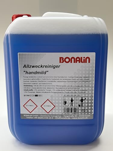 Bonalin Allzweckreiniger Handmild 10 Liter. Allzweckreiniger für Kacheln, Waschbecken, Fussböden, Tische, Türen und Glasflächen