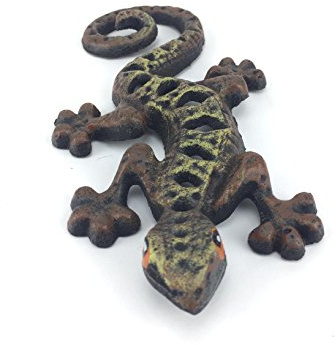 Dekofigur Gecko Bunt aus Gusseisen für Ihr Haus und Garten