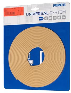 Primo Universaldichtung, Türen + Fenster 10 x 5 mm - 6m (Beige) | Selbstklebend, schützt vor Zugluft, Lärm & Staub, flexibel anpassbar, Montage ohne Werkzeug