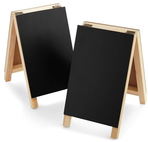 Juvale Mini Chalkboard Easel Signs - 2-Pack, Black, 4.5 x 7.5 in - Tabletop Chalkboard Sign Stand, Double-Sided Display for Wedding, Restaurant Menu & Catering Event Decor