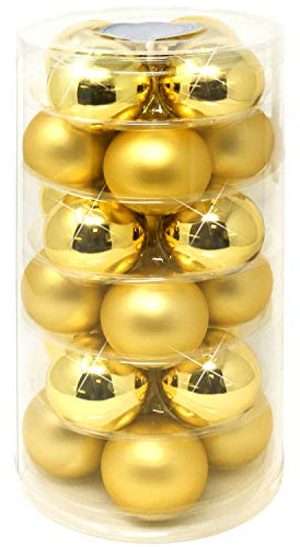 COM-FOUR® 24x Bolas de Navidad - Bolas de Cristal Real para Navidad - Adornos para el árbol de Navidad - Ø 6 cm