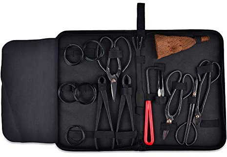 Guajave Jardín Bonsái Herramienta Set Acero Carbón Kit Cortadora Tijeras con Nylon Estuche