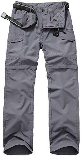 Mens Hiking Pants Quick Dry Lightweight Fishing Pants Convertible Zip Off Cargo Work Pants Trousers #6055,Grey,42
