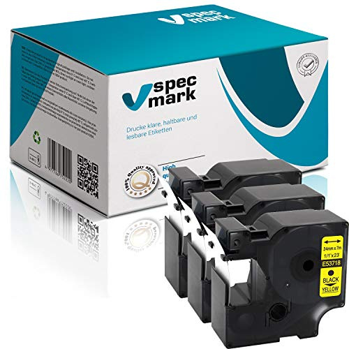 specmark Schriftband D1 53718 24 mm x 7 m 3 Stück Schwarz auf Gelb