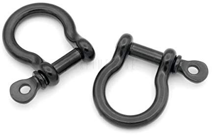 CRAFTMEMORE Lot de 4 anneaux à vis de manille en D de type D pour porte-clés, bracelets, parocordes, artisanat du cuir (10 mm, noir)