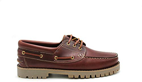 VALDEGAMA - Zapato náutico clásico de Piel auténtica, Suela de Goma,Cierre de Cordones,tacón bajo, para: Hombre