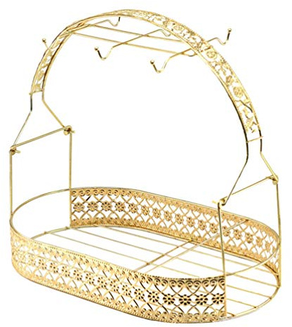 Cabilock L Tasse Supports pour Contre Forgé De Fer Café Tasse Porte- Gobelet Tasse Panier Titulaire Plats Organisateur Panier pour Cuisine Restaurant Bureau (d'or) Forgé De Fer Café Tasse Titulaire