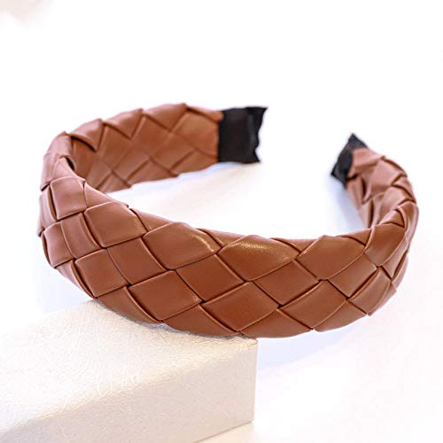 Stirnband Haarband Damen Geflochtenes Haarband Aus Leder Für Frauen Haarschmuck-Dark_Brown