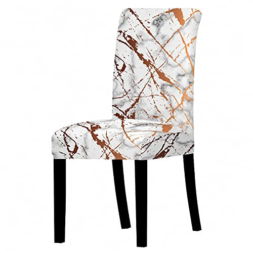 Morbuy Marmor Drucken Stuhlhussen Set Stretch Beschützer Stuhlbezug Stuhlüberzug, Universal Elastische Spannbezug Hochzeit Weihnachten Partys Bankett Hotel Dekor (6 Stück,Graugold)