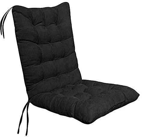 SWECOMZE Hochlehner Auflagen Waschbar | Gartenstuhlauflagen Stuhlkissen Sitzkissen und Rückenkissen für stühle - 40 * 90 cm - Outdoor und Indoor (Schwarz)