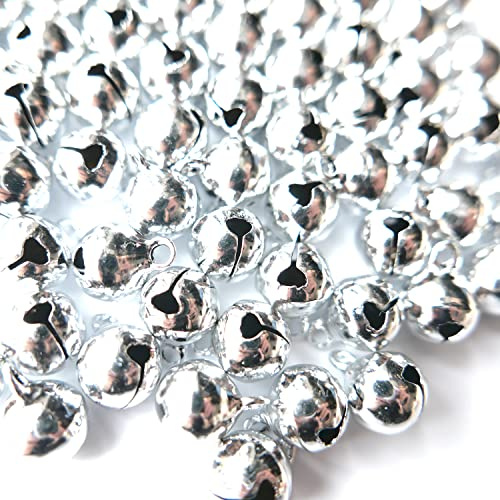 Duories 100 Stück Silber Glöckchen Schellen Glocken aus Kupfer mit Öse,Weihnachten Hochzeit Dekoration Anhänger Bells für DIY Basteln Schmuckherstellung Haustier Wind Glockenspiel Weihnachtendeko,6mm
