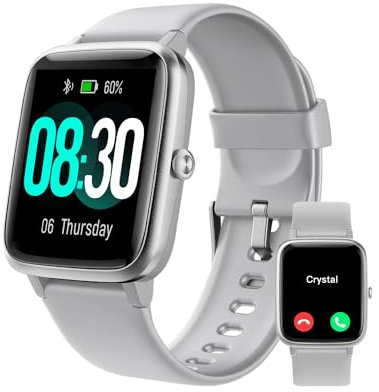 GRV Smartwatch Chiamata per Donna Uomo con edometro Cardiofrequenzimetro Ossigenazione del Sangue Tracker Multisport Tracciamento del Ciclo Tracker dell'Attività Android iOS Compatibile Grigio