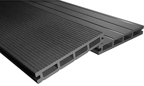 Endorphin® WPC Terrassendielen Komplettset 2-50m² Anthrazit - Mit Unterkonstruktion & Clips – WPC Dielen Wetterfest Und Pflegeleicht – Hohlkammerdiele Rutschfest – Dielenlänge 220cm (10qm)
