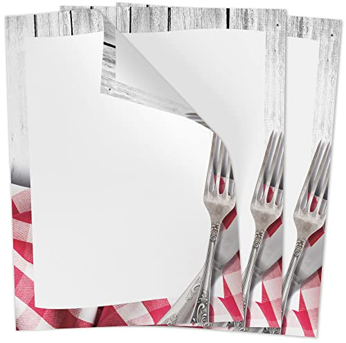 50 Blatt Briefpapier (A4) | Speisekarten | Besteck Rustikal | edles Design Gastro-Papier | beidseitig bedruckt | für Gastronomie Restaurant Menukarten