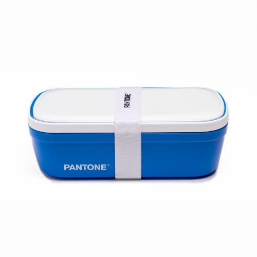 PANTONE Porta Pranzo Stile Bento Box con Divisorio Interno e Valvola di Sfiato - Lunch Box Portapranzo per Ufficio, Scuola e Università - Contenitore Ermetico per Schiscetta Pranzo, 12x7x20,7, Blu