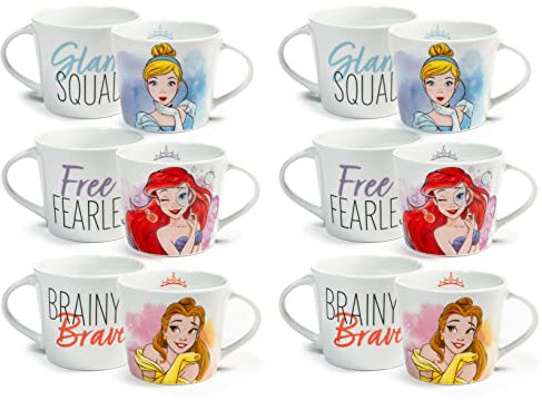Home Disney Princess Set 6 Tazze Jumbo in Porcellana, 400cc, Tazze Bimba, Colazione, Principesse