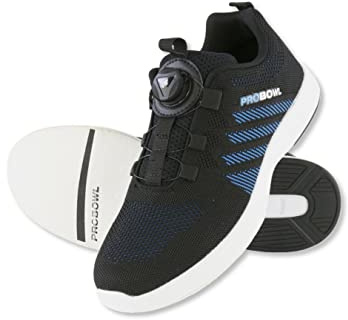 Pro Bowl Supro,Scarpe da bowling da uomo adulto,Scarpe con suola scorrevole,Fitgo Allacciatura,Giocatori amatoriali e ricreativi,Leggermente Sportivi Traspirante,Nero/Blu,Diverse misure, Nero , 40 EU