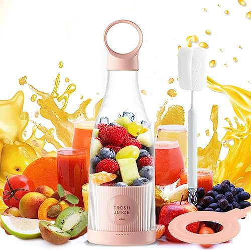 GAESHOW Portable Blender, Usb Personal Mixer for Smoothie and Shakes, USB C Rechargeable Juicer Cup Mini Blender Bottle for Travel Office Gym
