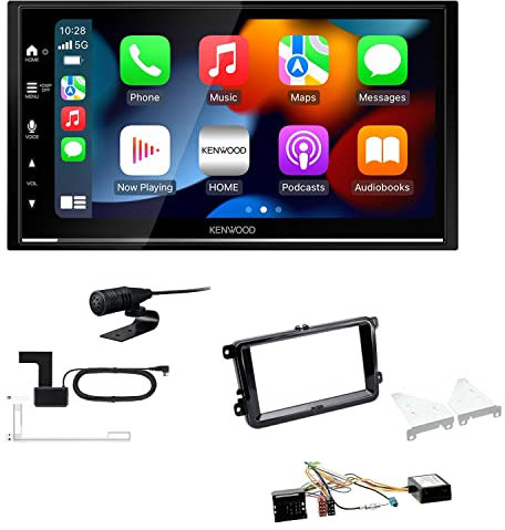 Kenwood DMX7722DABS 2-DIN Autoradio kompatibel mit WiFi Apple CarPlay Android Auto Bluetooth DAB+ USB passend für Volkswagen VW Beetle ab 2011 Piano Black inkl Canbus