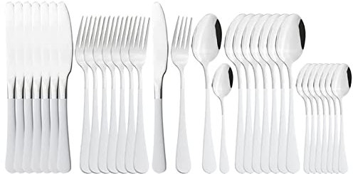 Set de couverts 32 pièces couverts roses Set de couverts en acier inoxydable Couteau de table Fourchette Cuillère Couverts Fête Ensemble d'ustensiles de cuisine Décoration en acier inoxydable